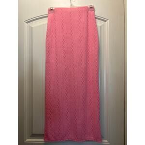 Blue Blush Women’s Soft & Stylish Cable Knit Comfy Pull‎ On Maxi Skirt Sz S Pink
